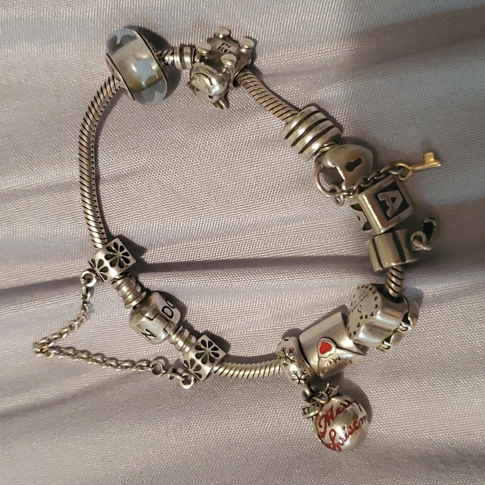 COPY - COPY - Pandora bracelet with 9 charms.